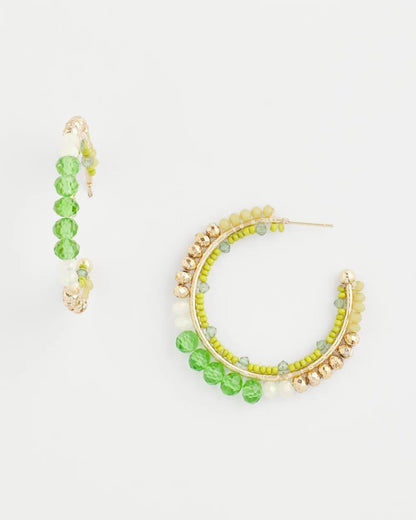 Chico's Women | No Droop® Beaded Hoop Earrings GREEN