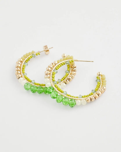 Chico's Women | No Droop® Beaded Hoop Earrings GREEN