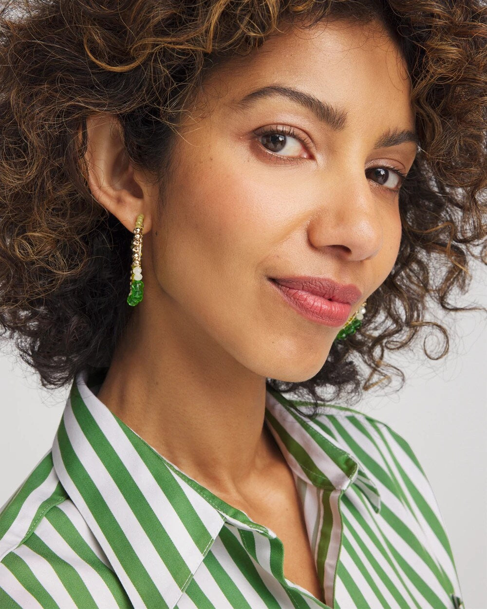 Chico's Women | No Droop® Beaded Hoop Earrings GREEN