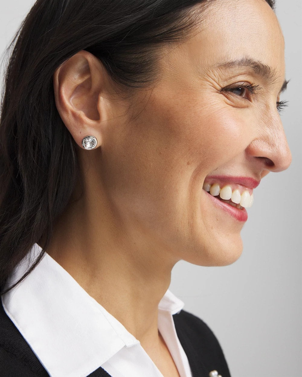 Chico's Women | Silver Tone Crystal Stud Earrings SILVER