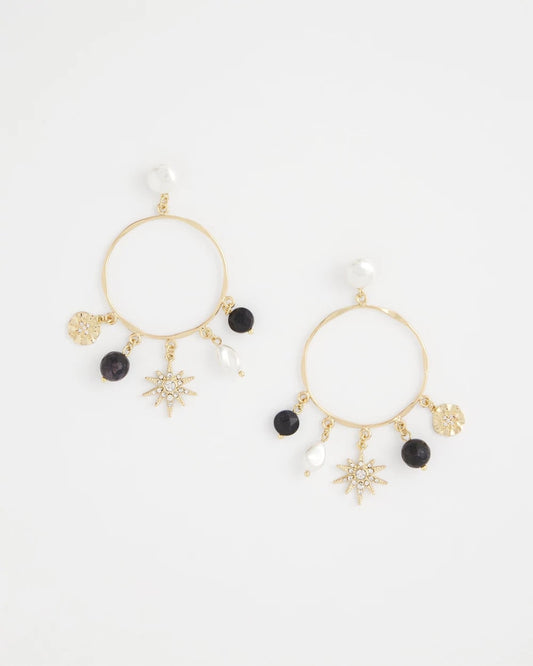 Chico's Women | Starry Night Charm Hoop Earrings GOLD