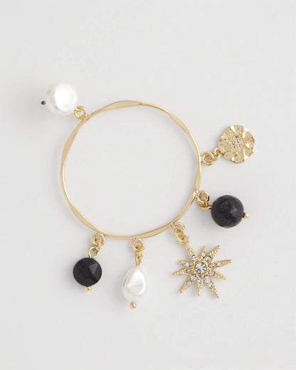 Chico's Women | Starry Night Charm Hoop Earrings GOLD