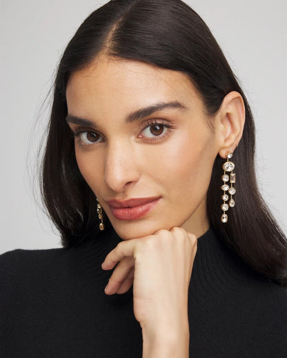 Chico's Women | Bezel Set Linear Goldtone Earrings GOLD