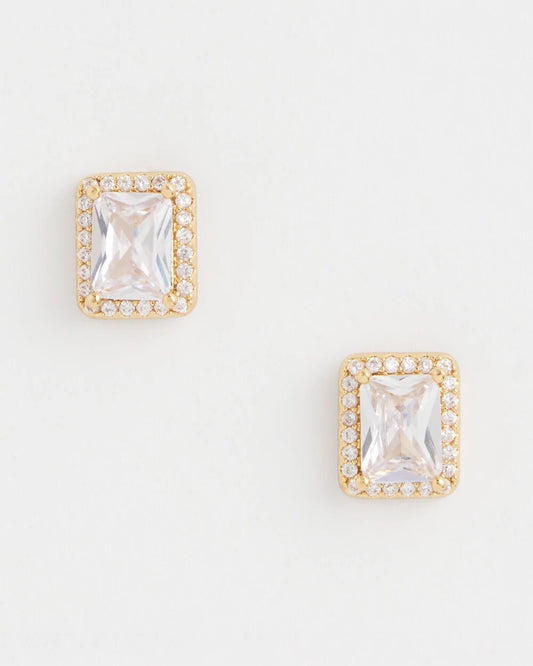 Chico's Women | Gold Emerald Cut Stud Earrings GOLD