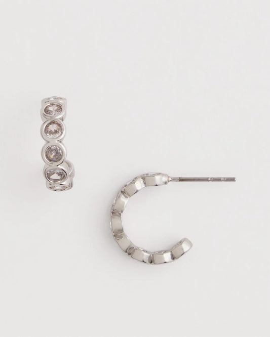 Chico's Women | Silvertone Crystal Mini Hoop Earrings SILVER