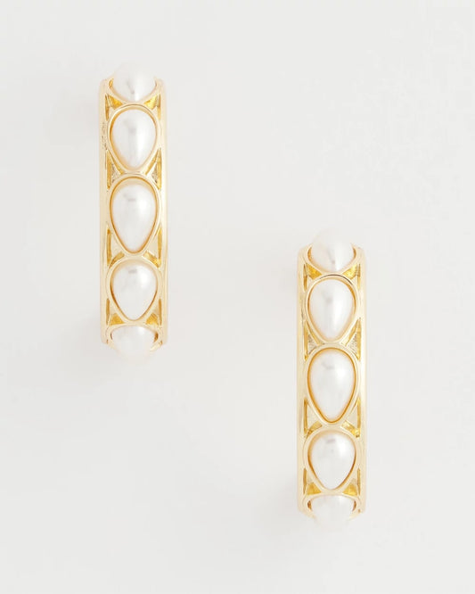 Chico's Women | No Droop® Faux Pearl Hoop Earrings PEARL