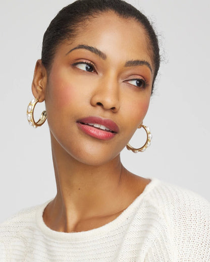 Chico's Women | No Droop® Faux Pearl Hoop Earrings PEARL