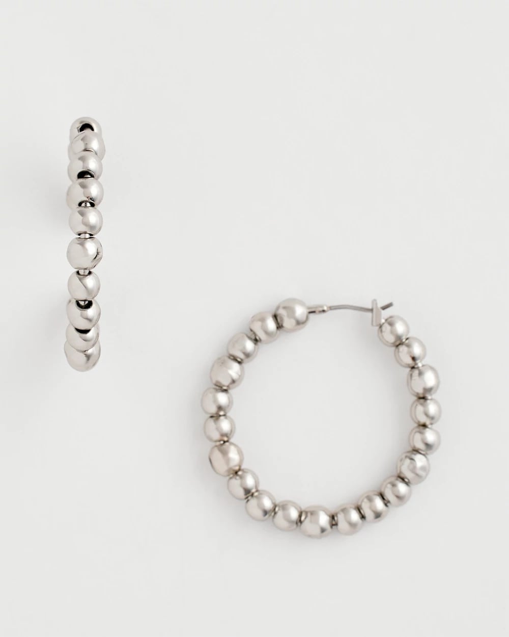 Chico's Women | Silvertone Beaded Hoop Earrings SILVER