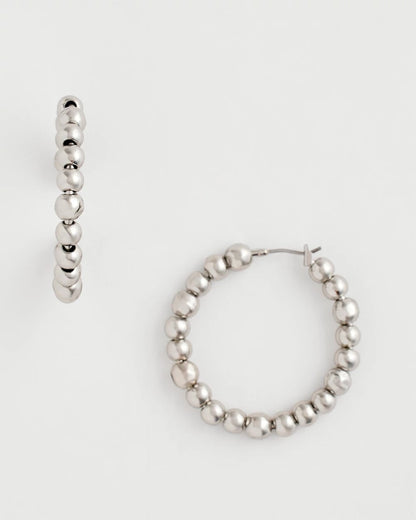 Chico's Women | Silvertone Beaded Hoop Earrings SILVER