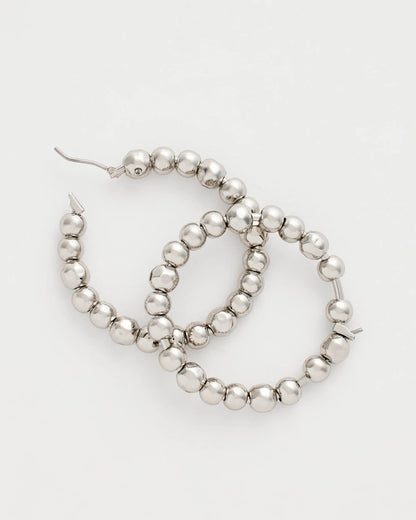 Chico's Women | Silvertone Beaded Hoop Earrings SILVER