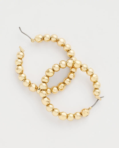 Chico's Women | No Droop® Golden Beaded Hoop Earrings GOLD