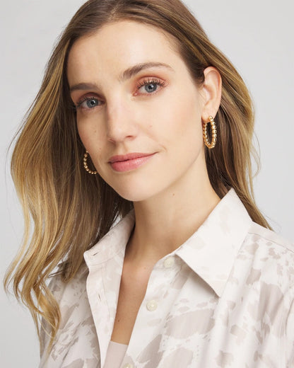 Chico's Women | No Droop® Golden Beaded Hoop Earrings GOLD