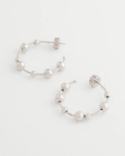 Chico's Women | Silvertone Beaded Hoop Earrings SILVER