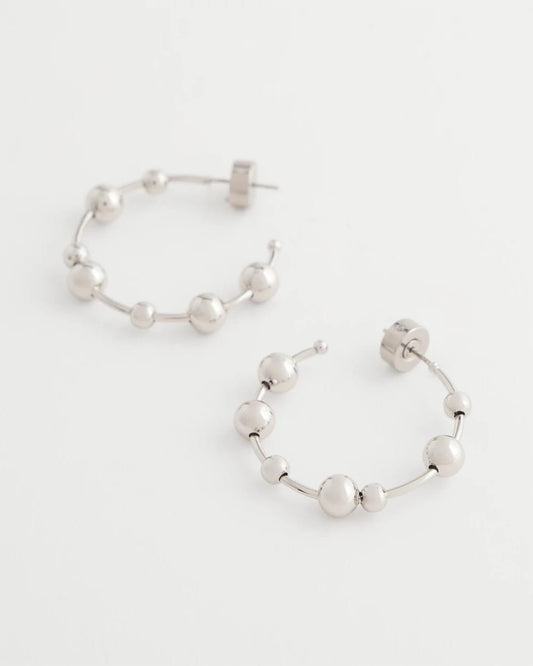 Chico's Women | Silvertone Beaded Hoop Earrings SILVER