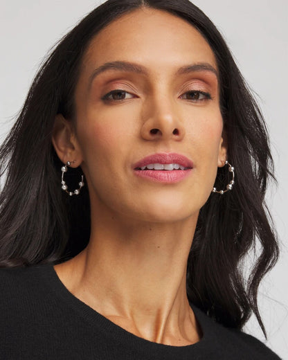 Chico's Women | Silvertone Beaded Hoop Earrings SILVER