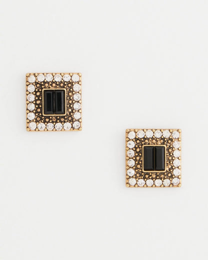 Chico's Women | Black & Goldtone Square Stud Earrings BLACK/GOLD