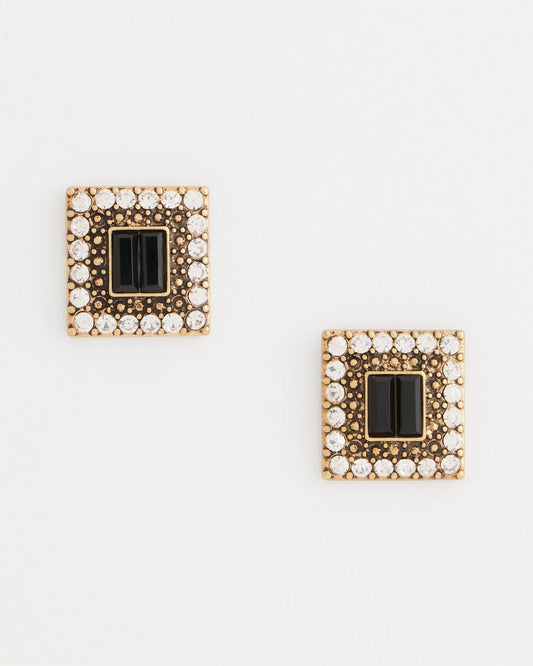 Chico's Women | Black & Goldtone Square Stud Earrings BLACK/GOLD