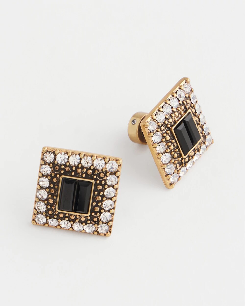 Chico's Women | Black & Goldtone Square Stud Earrings BLACK/GOLD