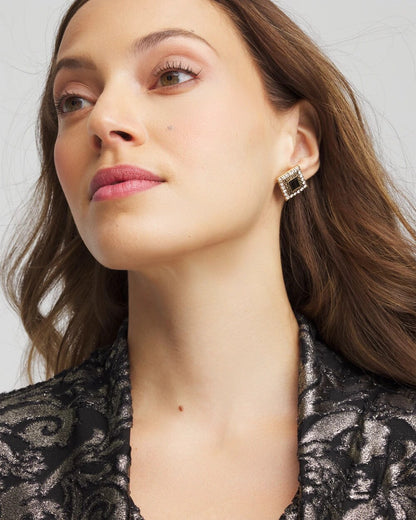 Chico's Women | Black & Goldtone Square Stud Earrings BLACK/GOLD