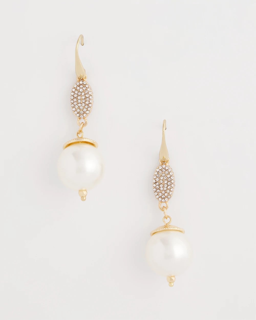 Chico's Women | Faux Pearl and Pave Drop Earrings PEARL