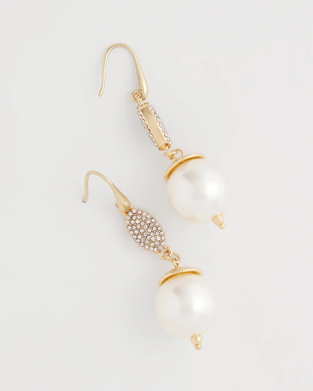 Chico's Women | Faux Pearl and Pave Drop Earrings PEARL