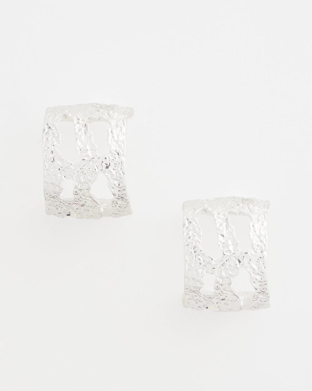 Chico's Women | No Droop® Cutout Silvertone Hoop Earrings SILVER