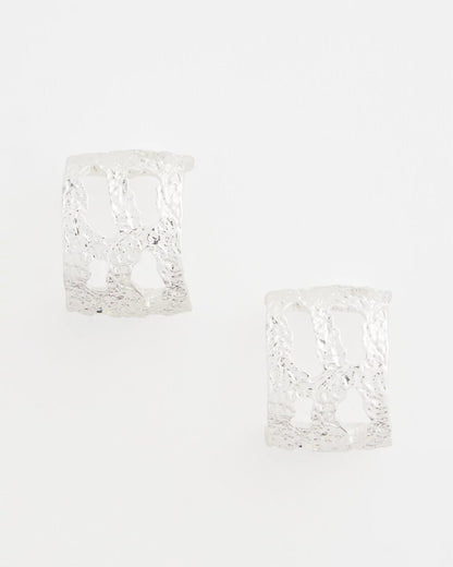 Chico's Women | No Droop® Cutout Silvertone Hoop Earrings SILVER