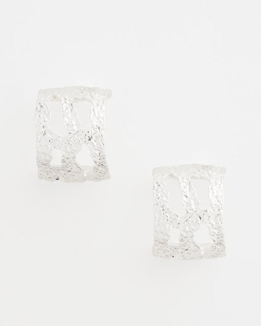 Chico's Women | No Droop® Cutout Silvertone Hoop Earrings SILVER