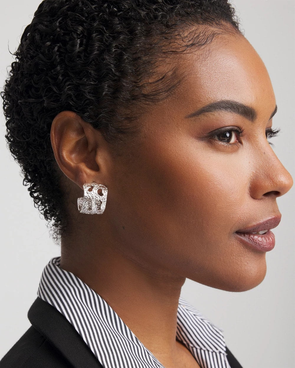 Chico's Women | No Droop® Cutout Silvertone Hoop Earrings SILVER