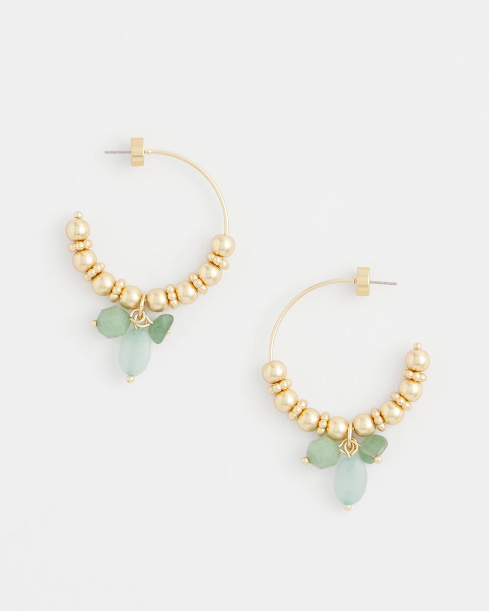 Chico's Women | No Droop® Gem Beaded Hoop Earrings GOLD