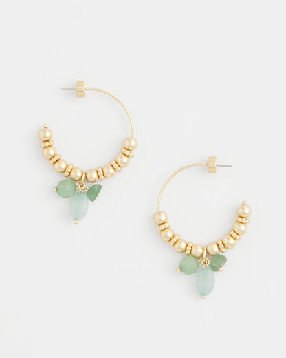 Chico's Women | No Droop® Gem Beaded Hoop Earrings GOLD