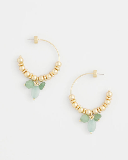 Chico's Women | No Droop® Gem Beaded Hoop Earrings GOLD