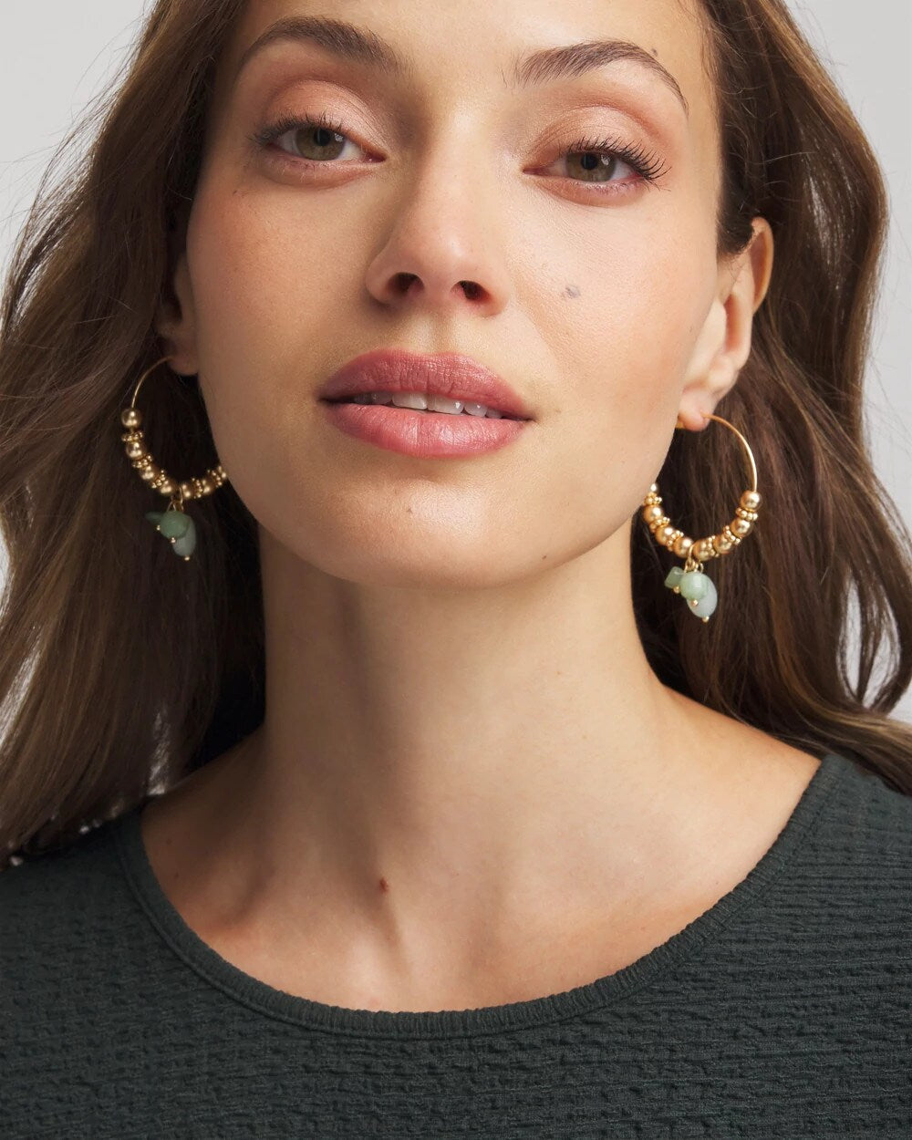 Chico's Women | No Droop® Gem Beaded Hoop Earrings GOLD