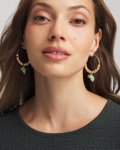 Chico's Women | No Droop® Gem Beaded Hoop Earrings GOLD