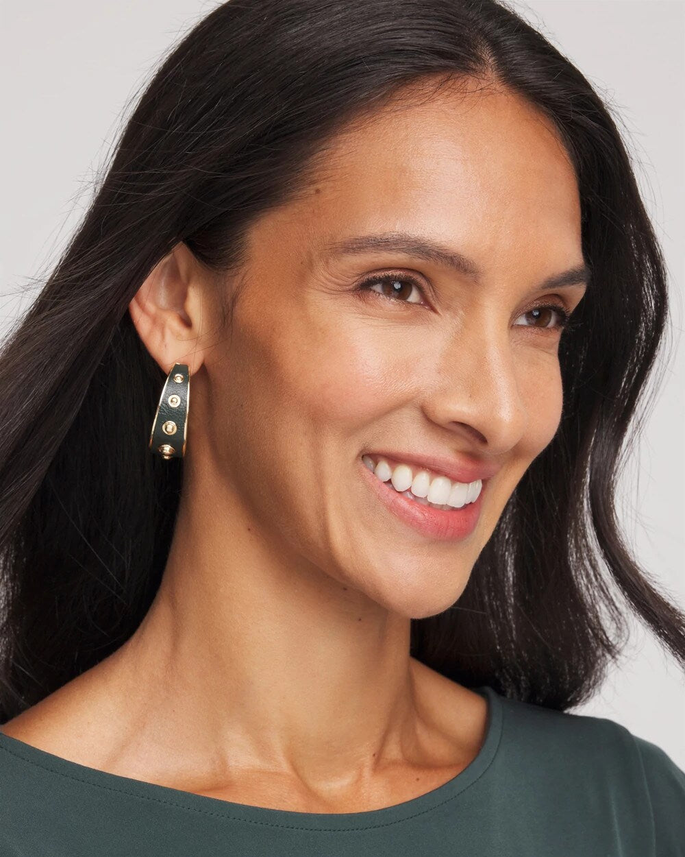 Chico's Women | No Droop® Green & Gold Hoop Earrings GREEN