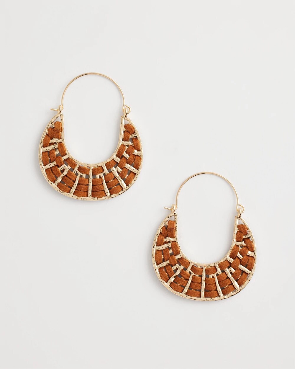 Chico's Women | Leather Half-Moon Hoop Earrings NEUTRAL