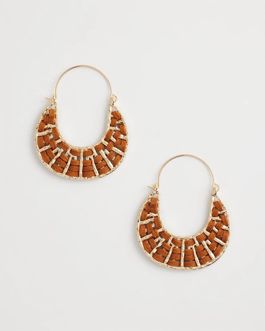 Chico's Women | Leather Half-Moon Hoop Earrings NEUTRAL
