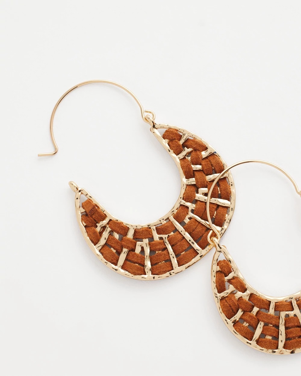 Chico's Women | Leather Half-Moon Hoop Earrings NEUTRAL