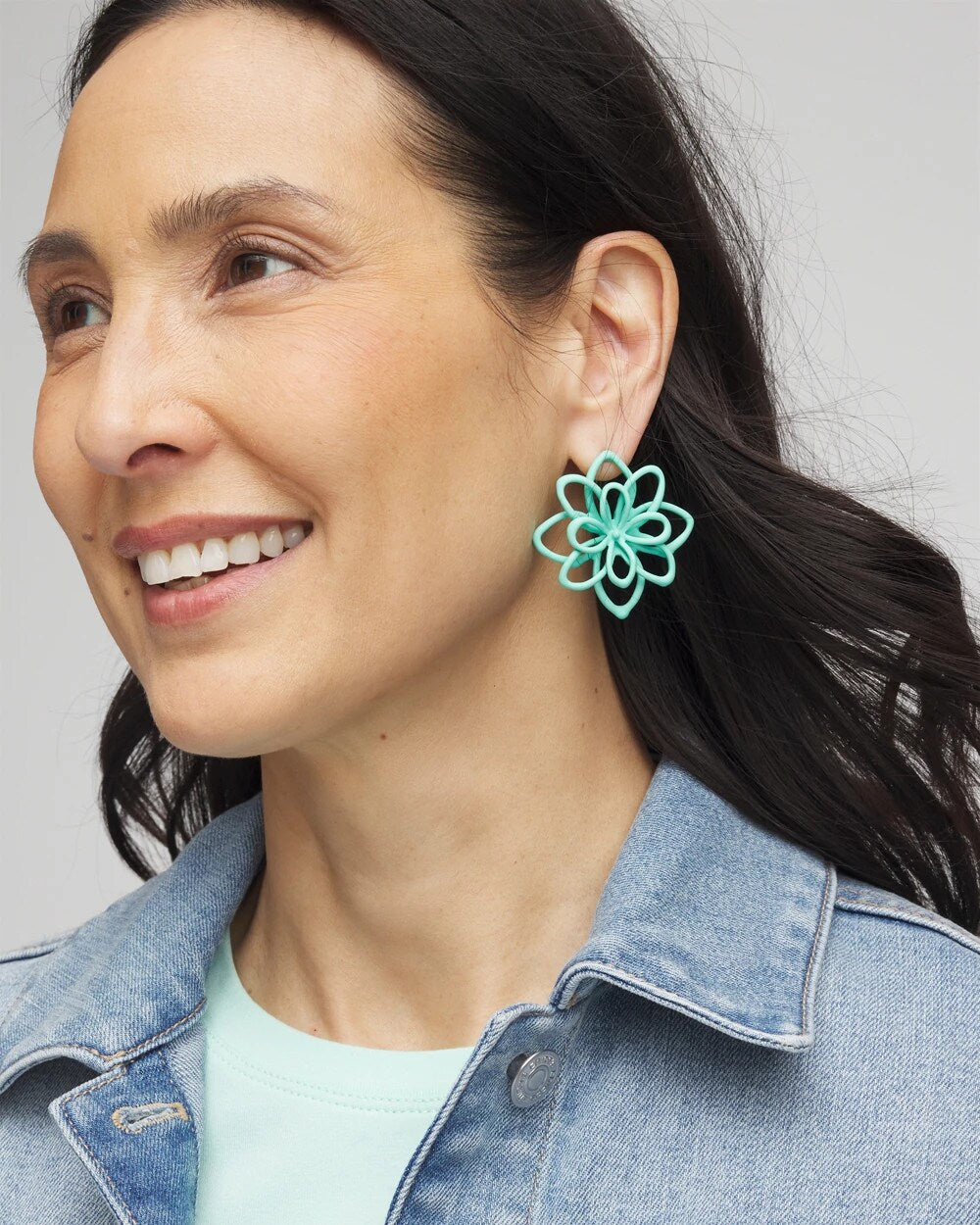 Chico's Women | No Droop™ Teal  Flower Stud Earrings TEAL