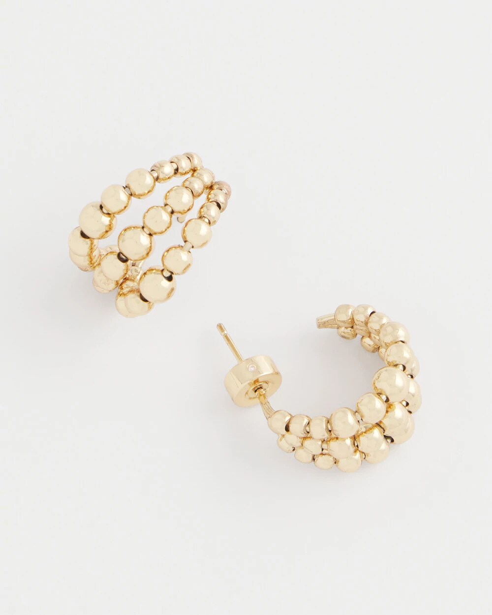 Chico's Women | Gold Beaded Mini Hoop Earrings GOLD