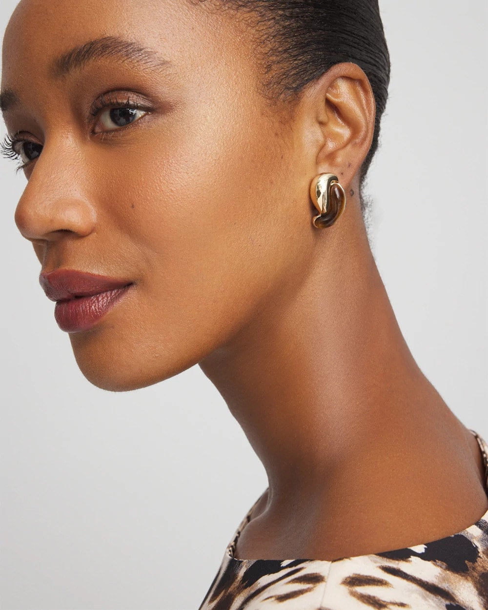 Chico's Women | Tortoise Marble Clip-On Earrings NEUTRAL