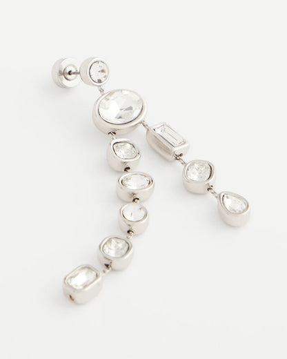 Chico's Women | Bezel Set Linear Silvertone Earrings SILVER
