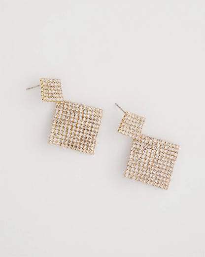 Chico's Women | Curved Crystal Earrings GOLD