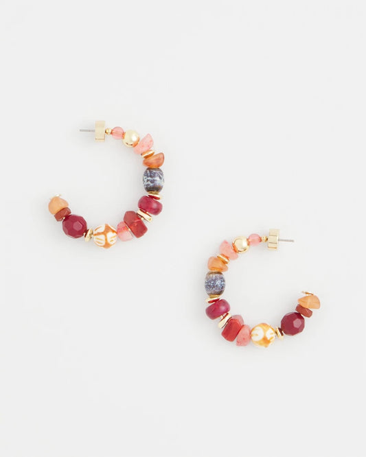 Chico's Women | No Droop® Beaded Hoop Earrings RED