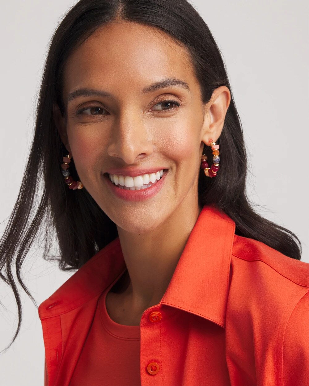 Chico's Women | No Droop® Beaded Hoop Earrings RED