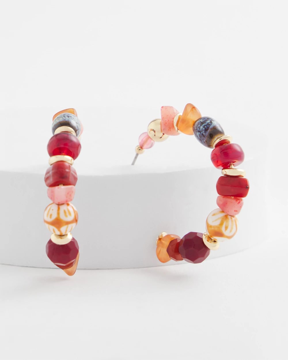 Chico's Women | No Droop® Beaded Hoop Earrings RED