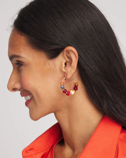 Chico's Women | No Droop® Beaded Hoop Earrings RED