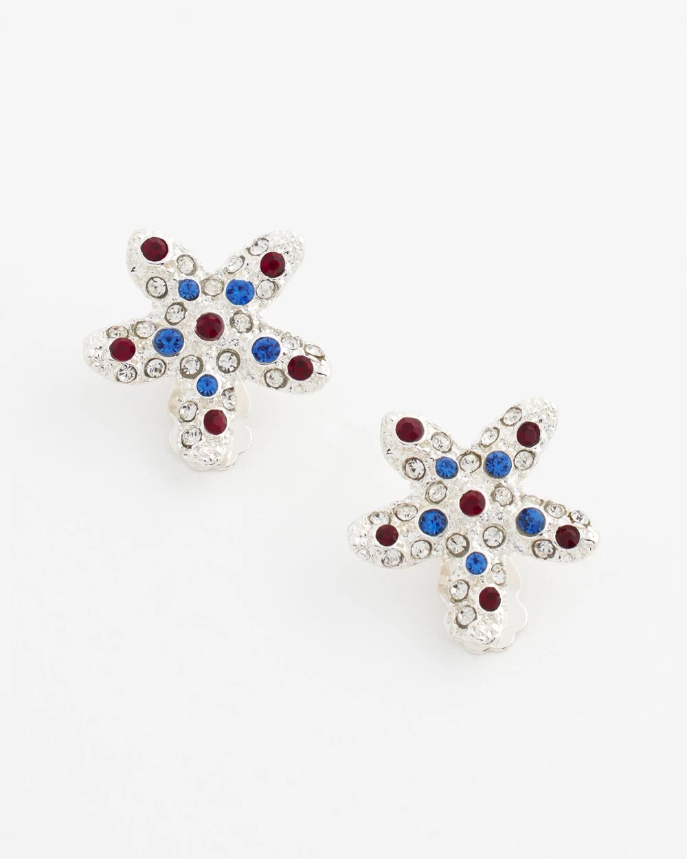 Chico's Women | Red White & Blue Starfish Clip-On Earrings SILVER