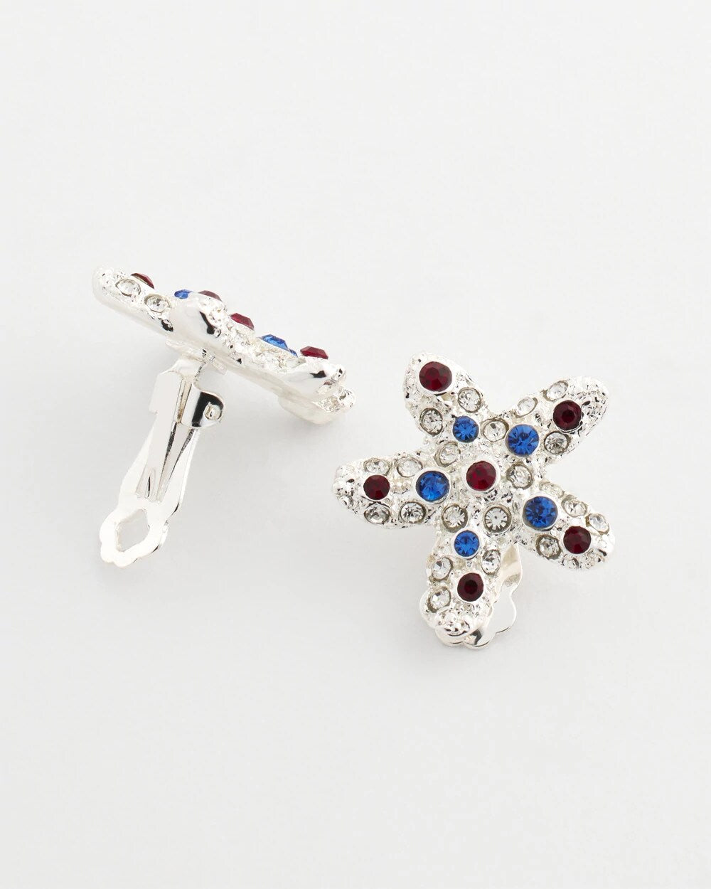 Chico's Women | Red White & Blue Starfish Clip-On Earrings SILVER