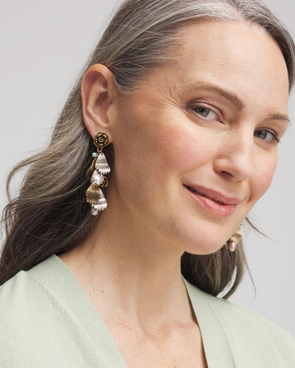 Chico's Women | Floral Pearl Charm Earrings MULTI
